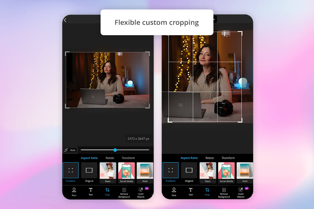 photoshop express cropping feature