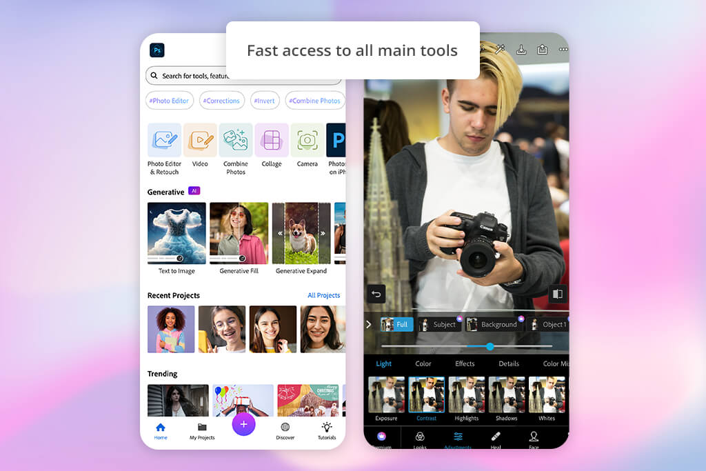 photoshop express editor interface