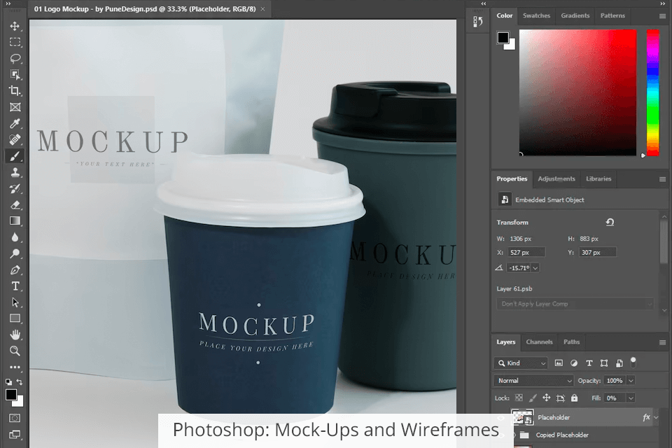 photoshop mock-ups and wireframes