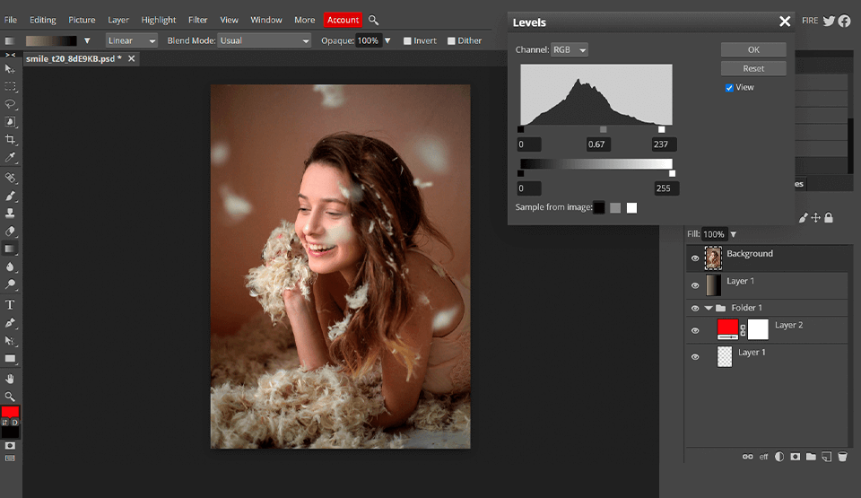 photoshop online editor editor automático de fotos interfaz