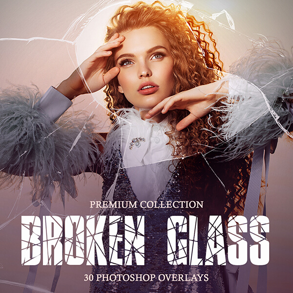 banner ps overlays broken glass