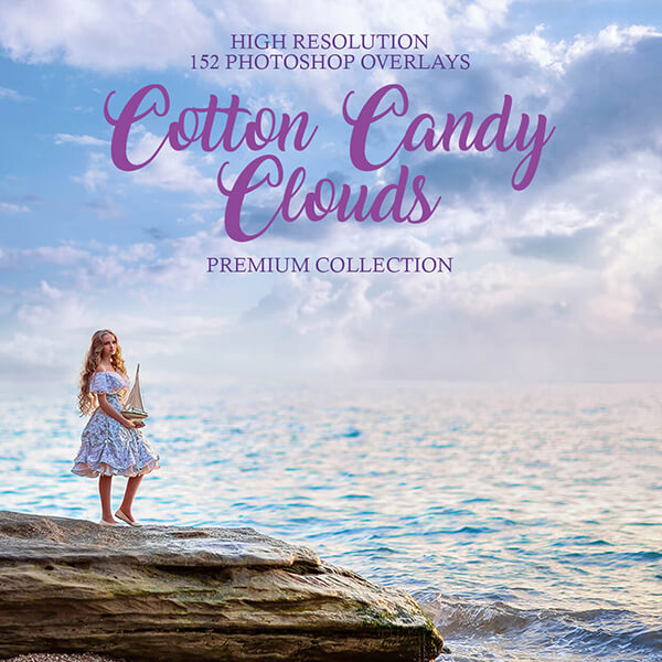 banner ps overlays cotton candy clouds