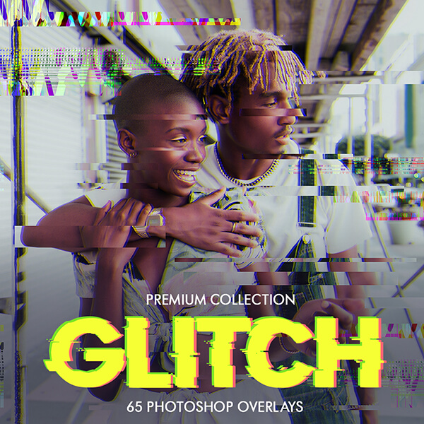 banner ps overlays glitch effect