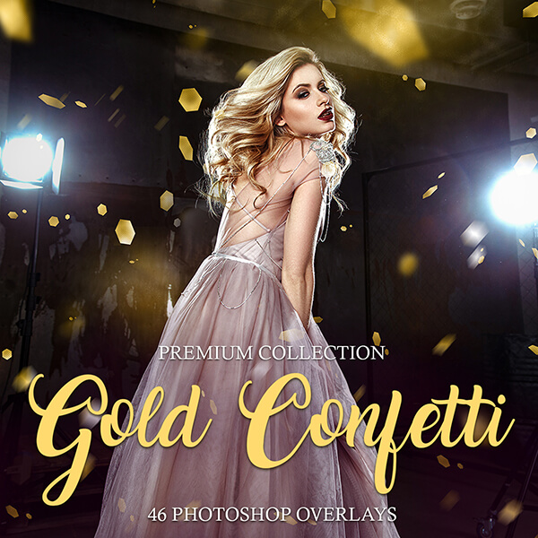 banner ps overlays gold confetti