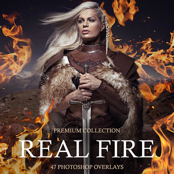 banner ps overlays real fire