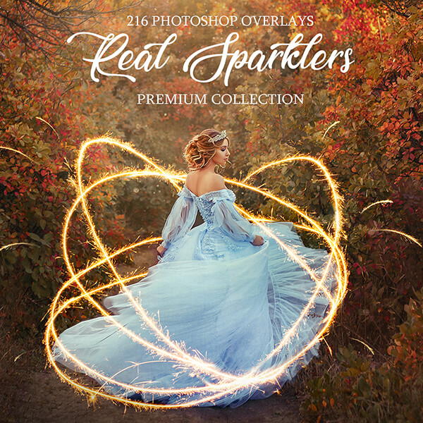 banner ps overlays real sparklers