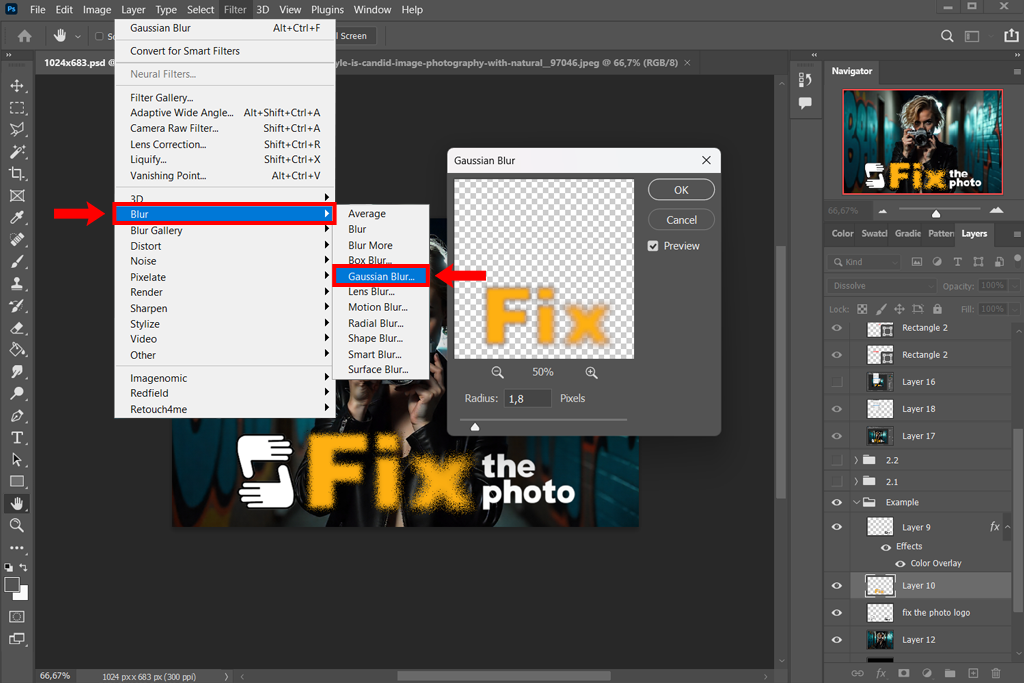 photoshop spray paint effect gaussian blur