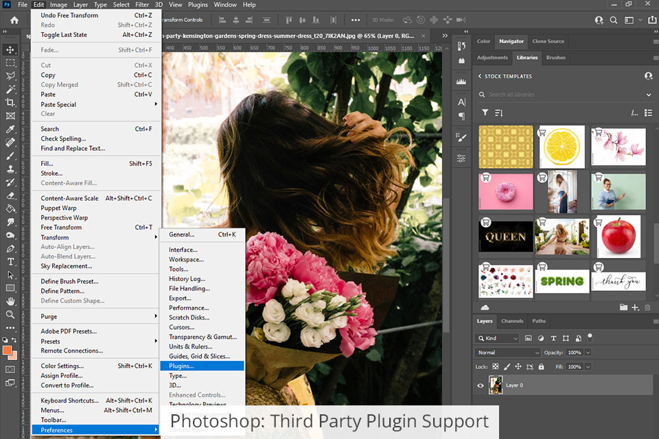 photoshop دعم الإضافات الخارجية