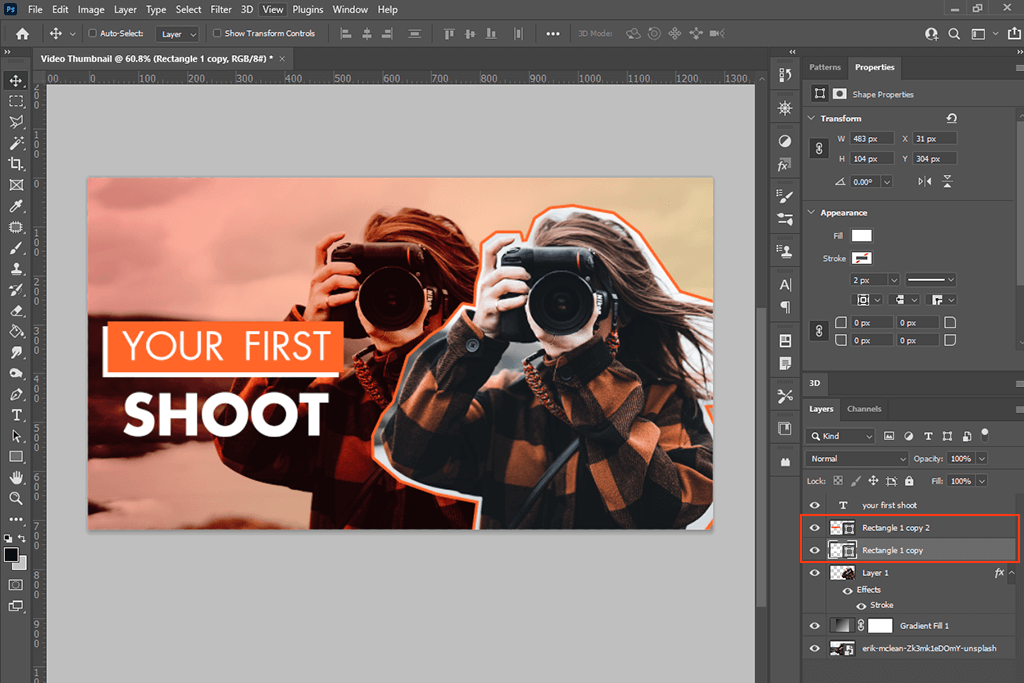 photoshop thumbnails duplicate the frame