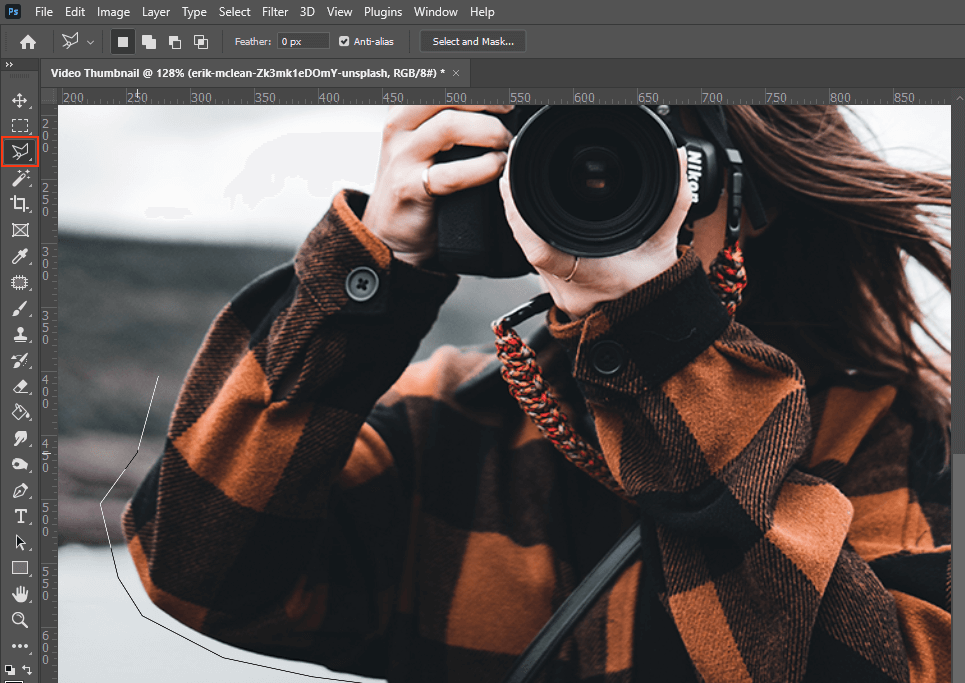 photoshop thumbnails polygonal lasso tool