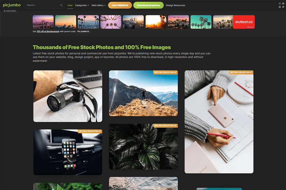 picjumbo interface dark mode