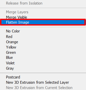 pick flatten image to reduce photoshop file size