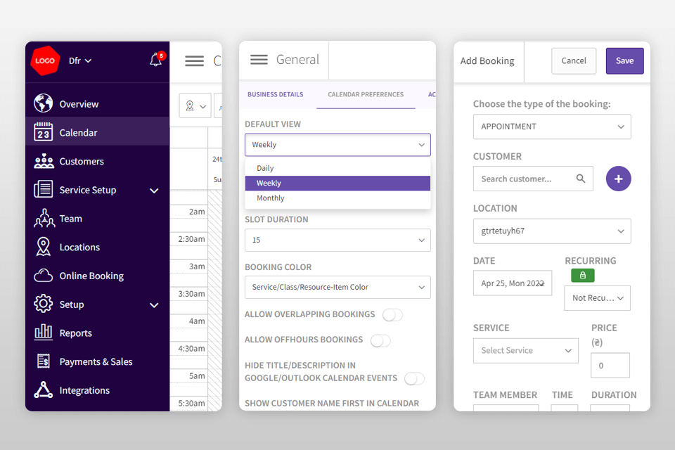 picktime photography booking interface