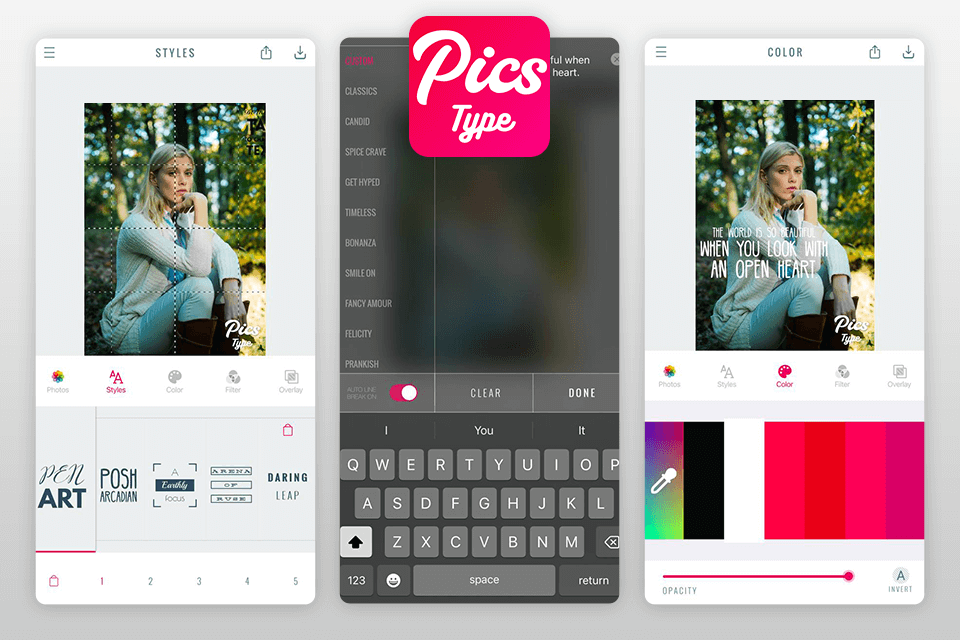 picstype add caption to photo app