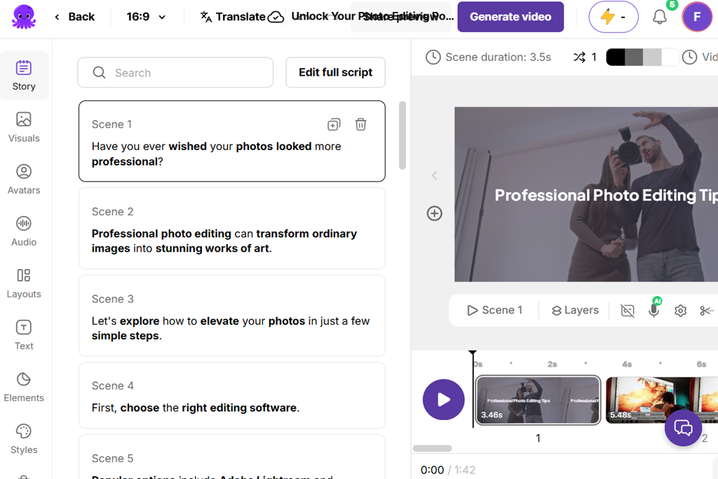 pictory ai video script generator