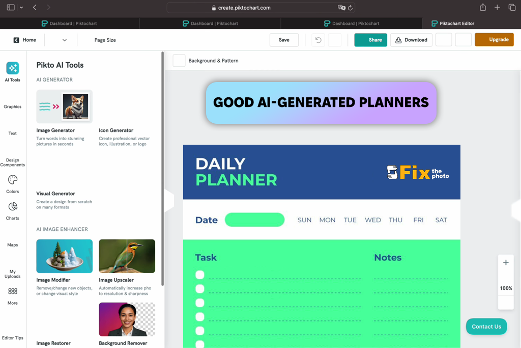 piktochart planner maker