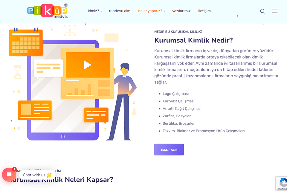 piküp medya arayüzü bireysel kurumsal kimlik