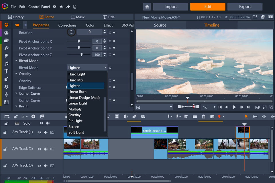 pinnacle studio ultimate 4k video editing software interface