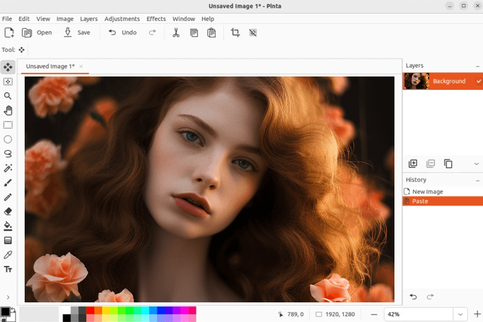 pinta linux photo editor interface