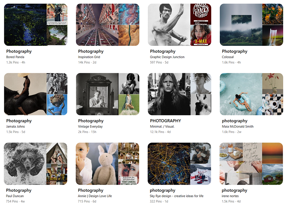 pinterest for photographers boards