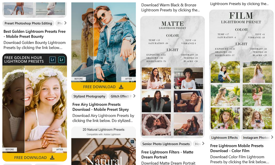 pinterest for photographers lightroom presets