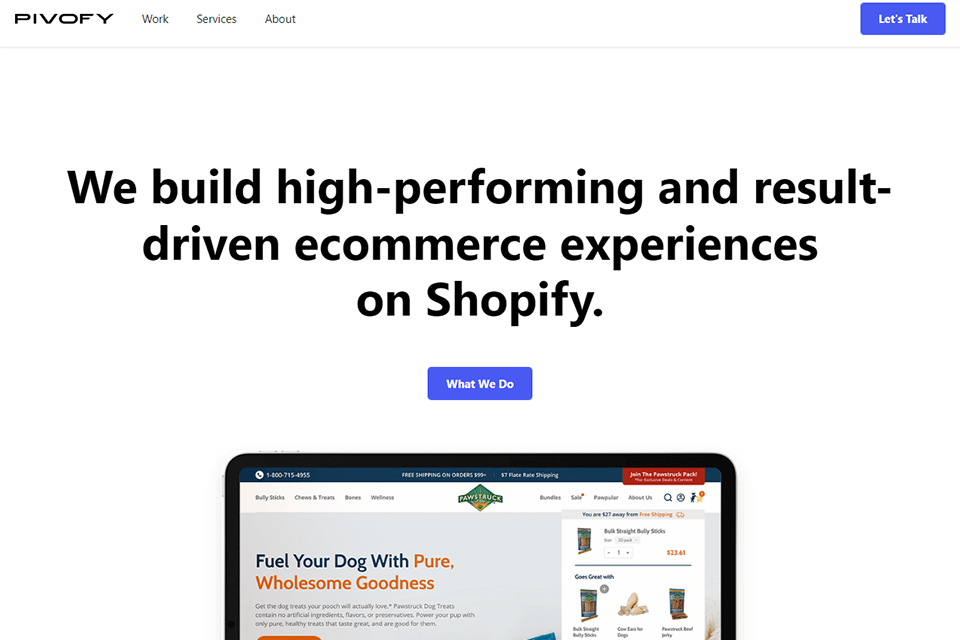 pivofy shopify development company interface