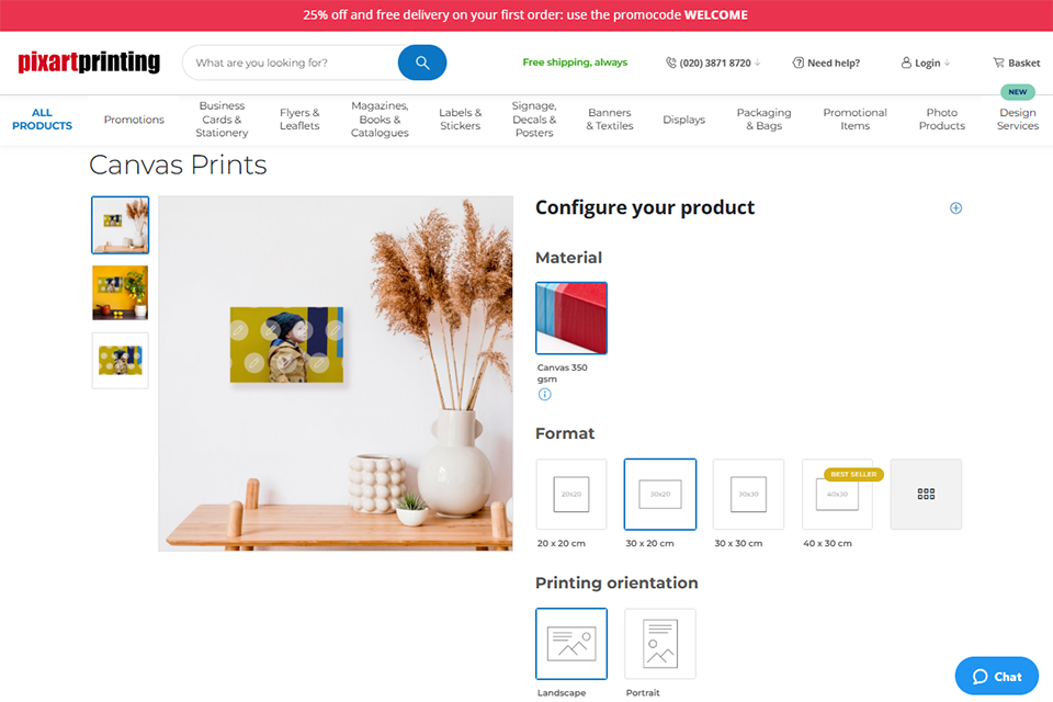 pixartprinting co uk canvas printing service