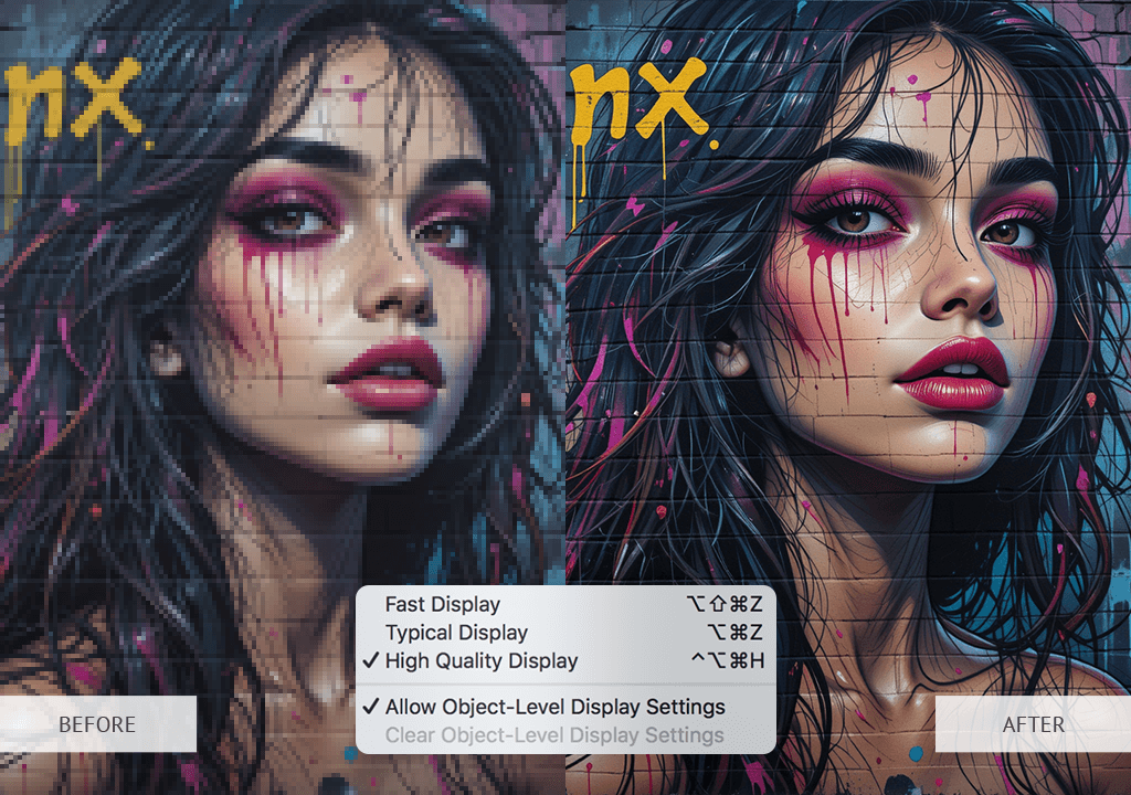 pixelation in design before after