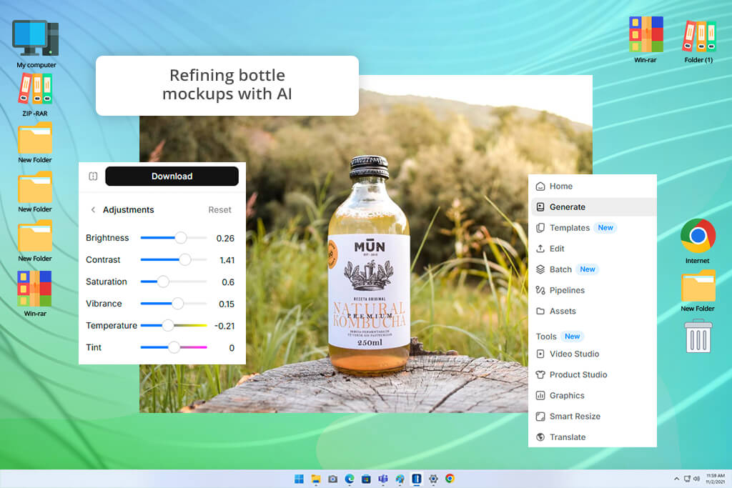 pixelcut bottle mockup generator