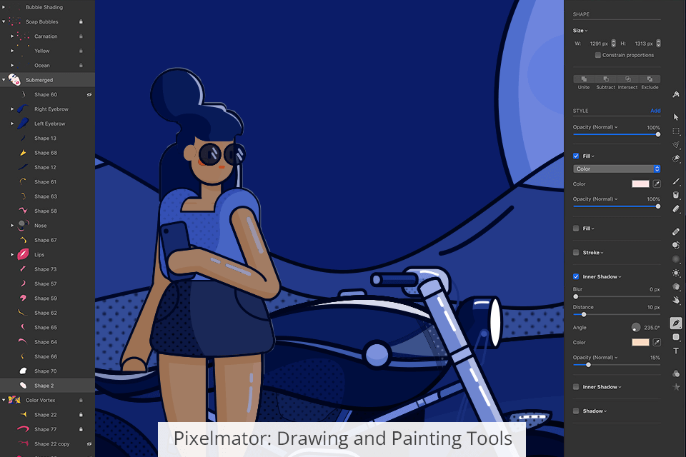 أدوات الرسم pixelmator