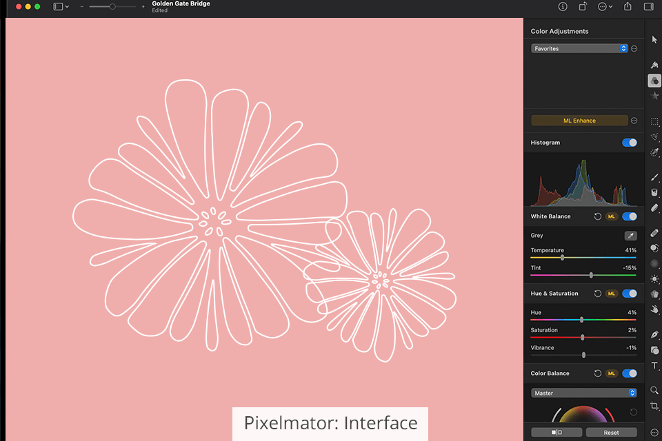 واجهة pixelmator