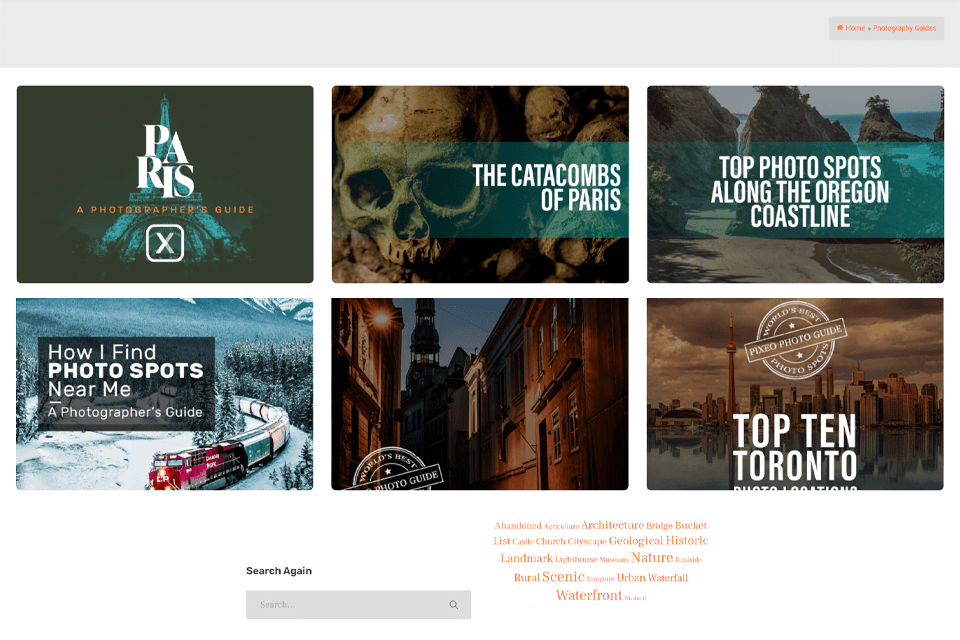 pixeo collection of photo spots guides