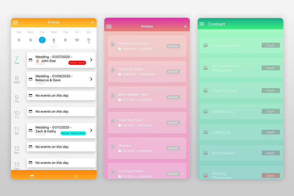 pixify photography booking app interface