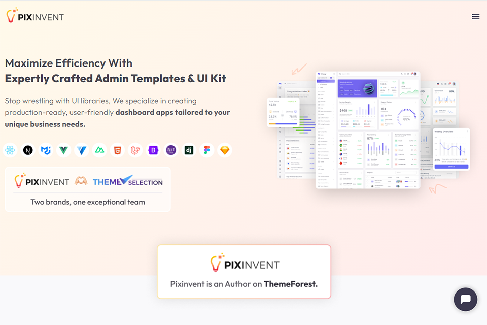 pixinvent wordpress templates site