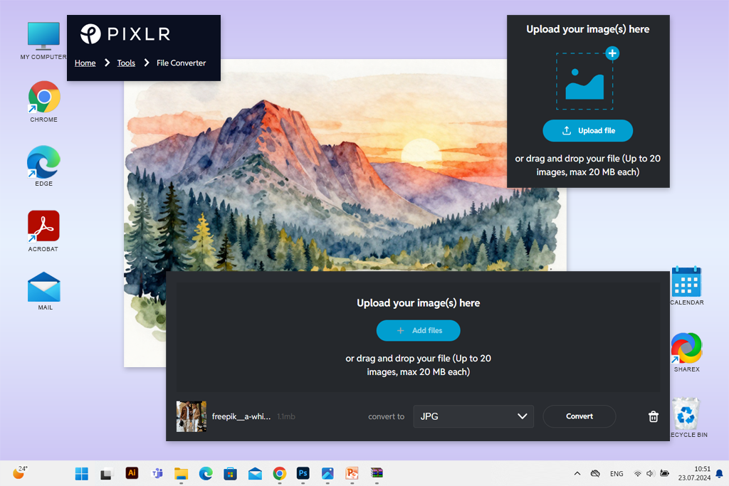pixlr jfif to jpg converter interface