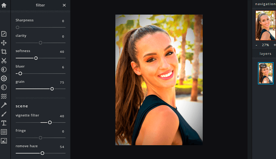 interface de l'éditeur automatique de photos pixlr x