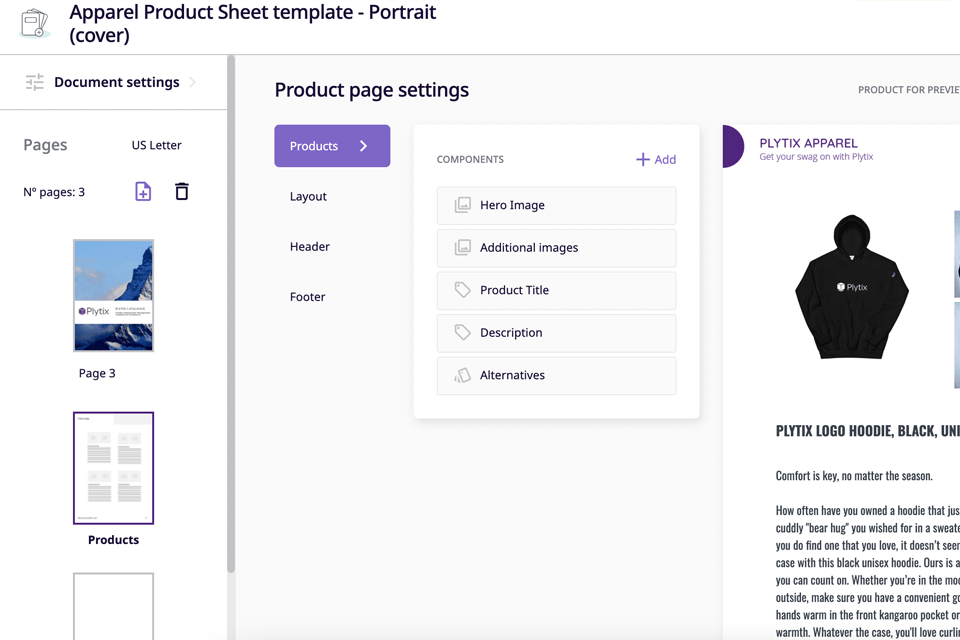 plytix catalog maker software interface