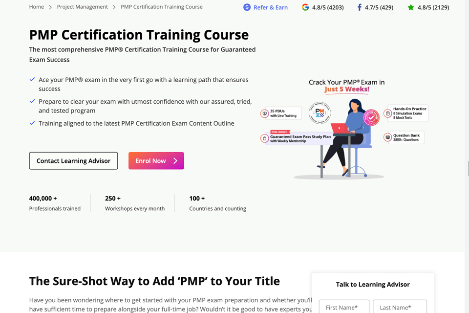 pmp certification training course information technology course website