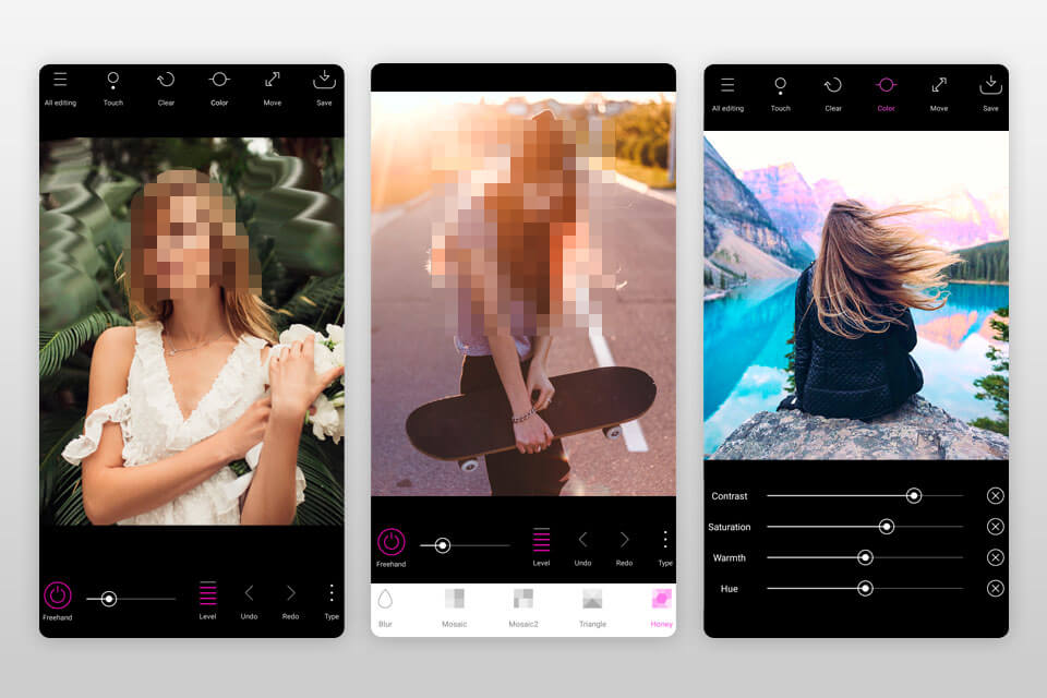 point blur app to blur faces interface