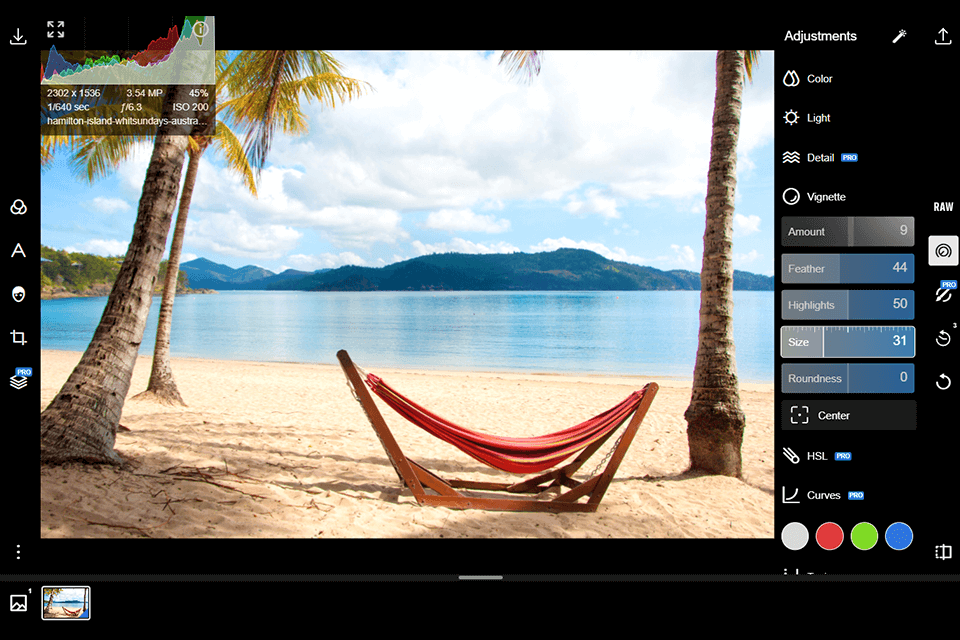 polarr batch photo editor interface