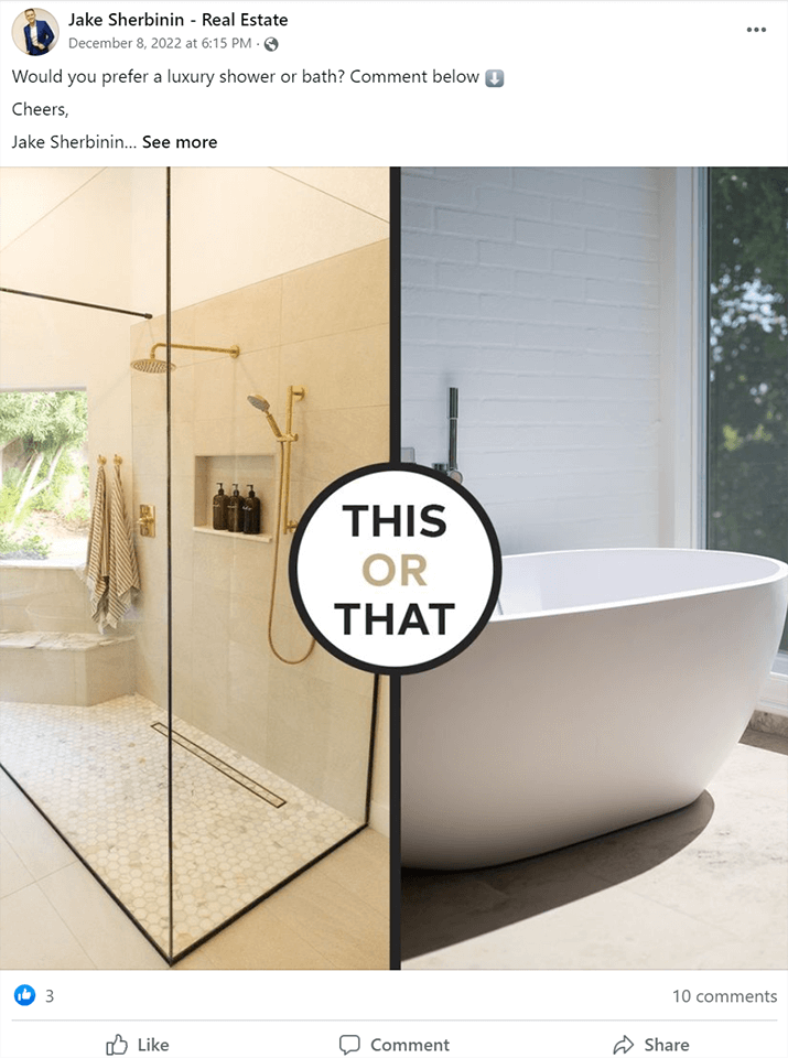 polls and quizzes for facebook post for realtor
