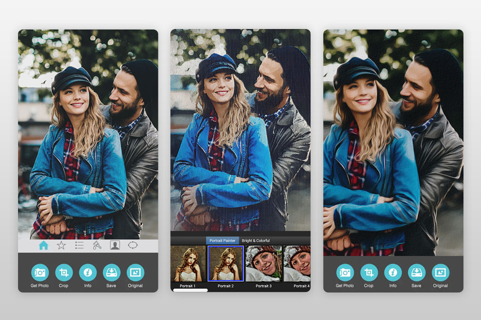 portrait painter turn picture into painting app interface