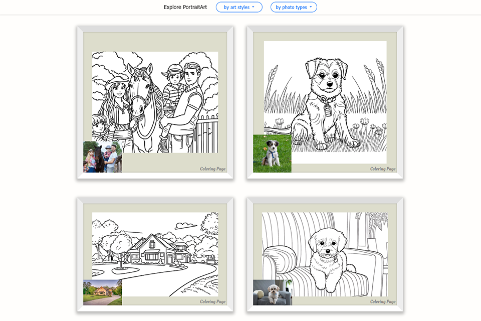 portraitart app ai coloring page generator