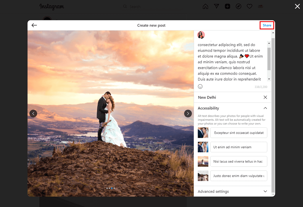 post multiple pictures in instagram text