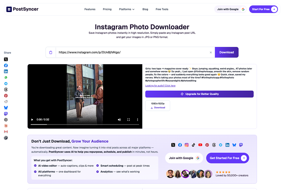 postsyncer instagram image downloader