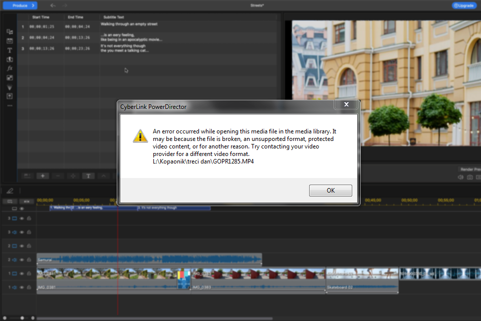 powerdirector crack error