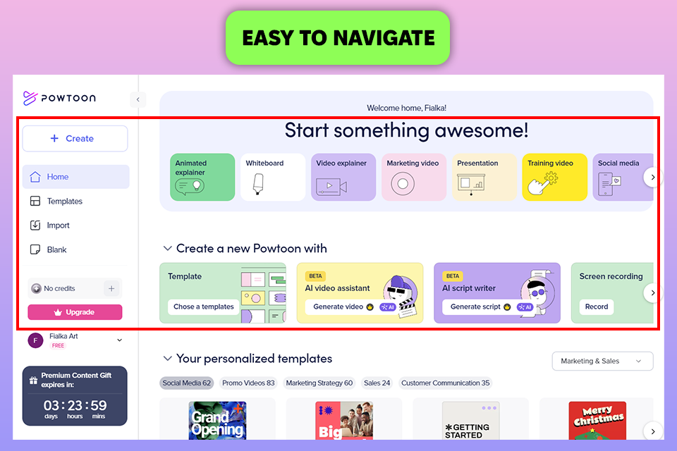 powtoon biteable alternative interface
