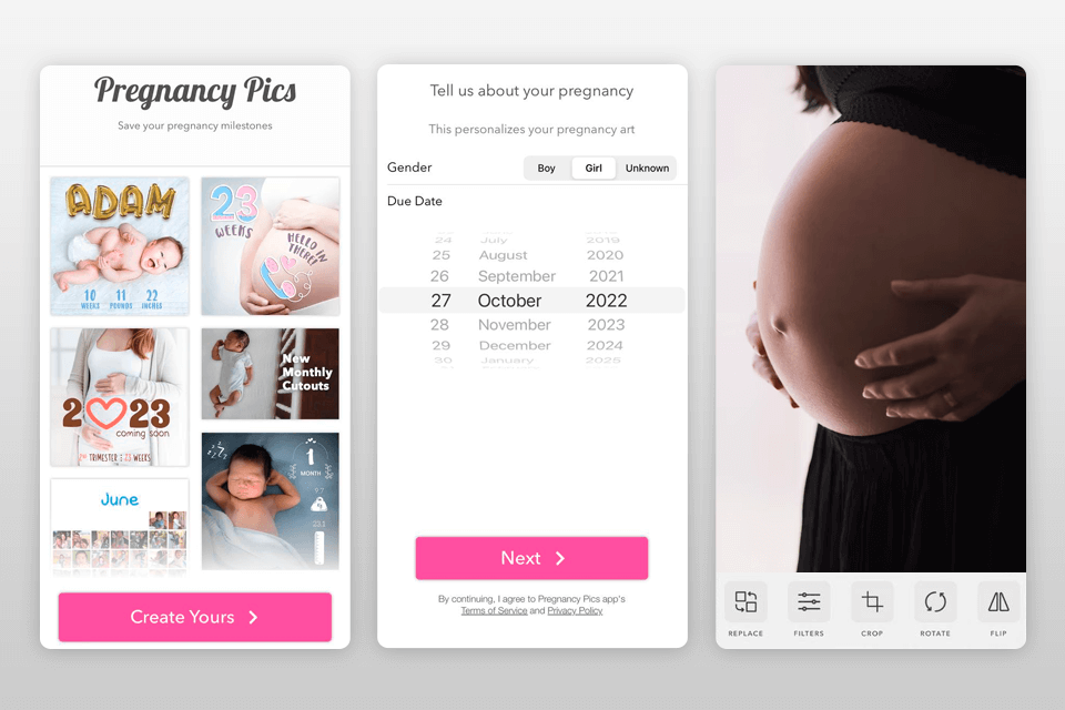 pregnancy pics app for pregnancy photos interface