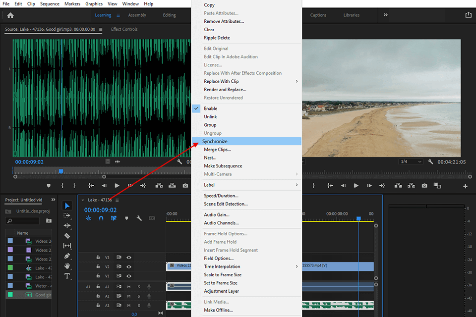 بريمير برو نصائح التحرير مزامنة الصوت