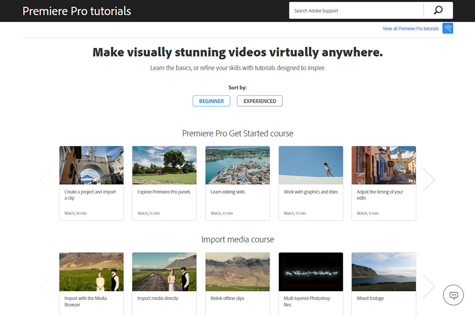 adobe premiere pro guidance and support